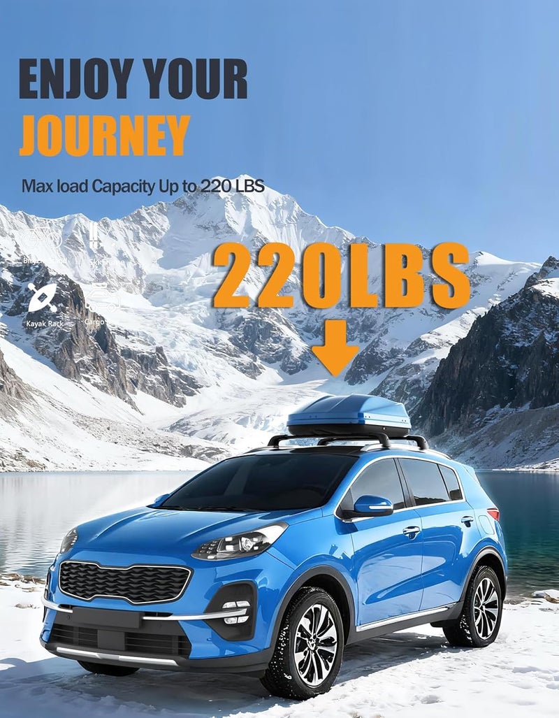 KINGGERI 220LBS Lockable Roof Rack Cross Bars Compatible with KIA Sportage SX & SX Prestige 2016 2017 2018 2019 2020 2021 2022 2023 2024 2025 2026 with Flush Side Rails,Anti-Theft Aluminum Roof Rails - Image 3